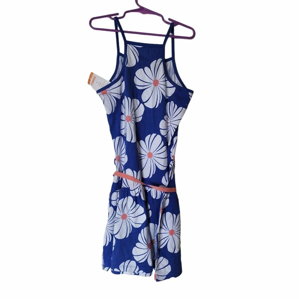 Gymboree Hop N Roll Blue Knit White Flower Dress Size 10 Girls NWT Kids